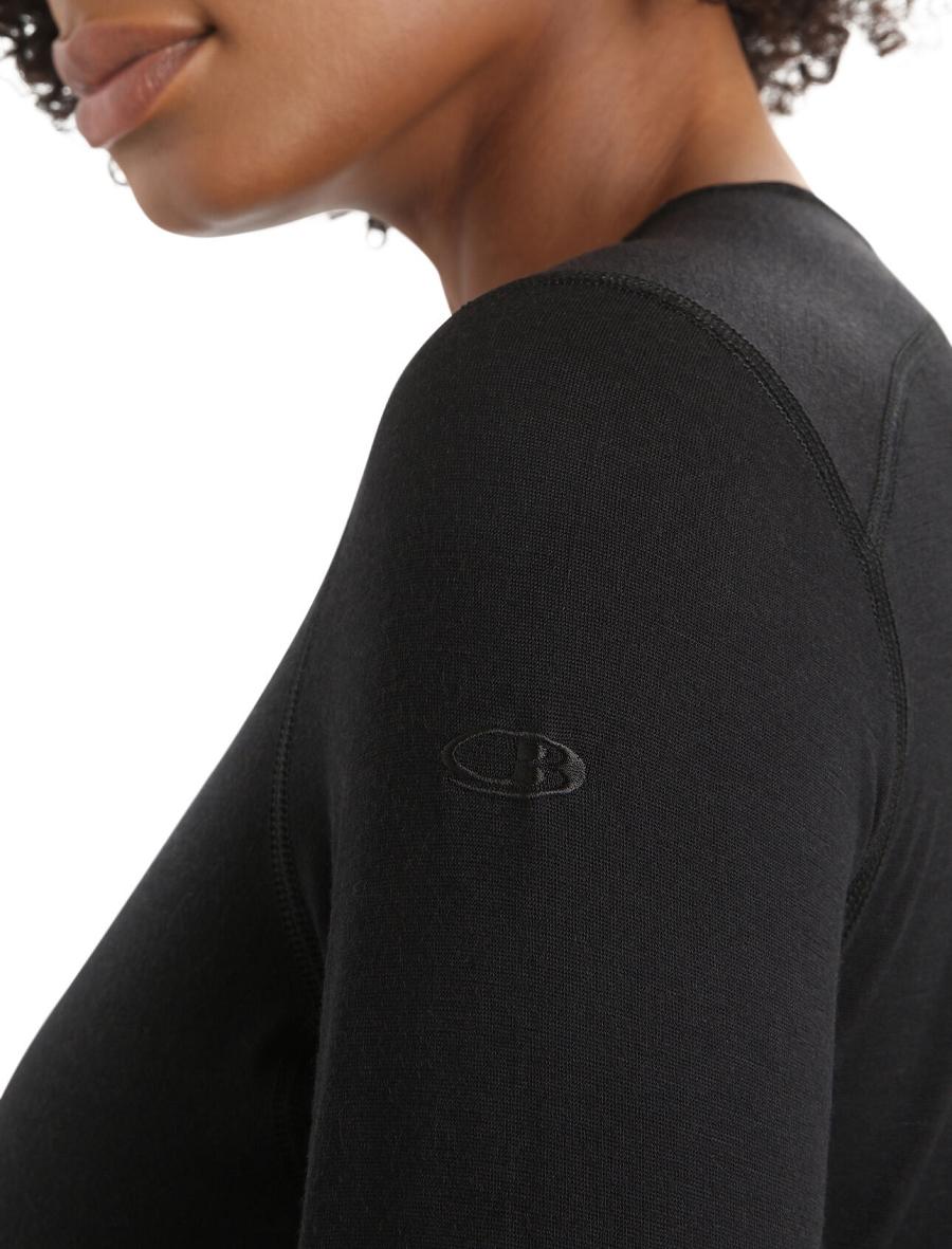 Icebreaker Merino 200 Oasis Long Sleeve Crewe Thermal Top Naisten Base Layers Mustat | FI 1931RVDW